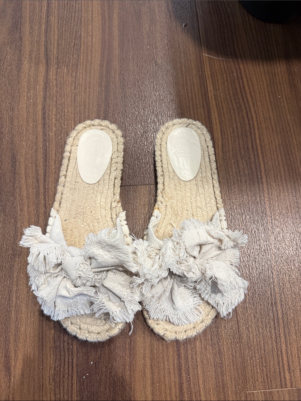 Beige Fringe Slide Sandals for Women